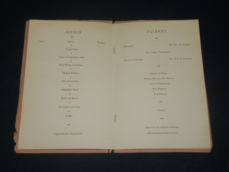1931 APRIL 27 SYRACUSE UNIVERSITY ATHLETES BLOCK S DINNER PROGRAM - J 5782