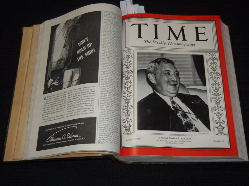 1937 JAN-MAR TIME MAGAZINE BOUND VOLUME - GREAT COVERS - NICE ADS - KD 3806N
