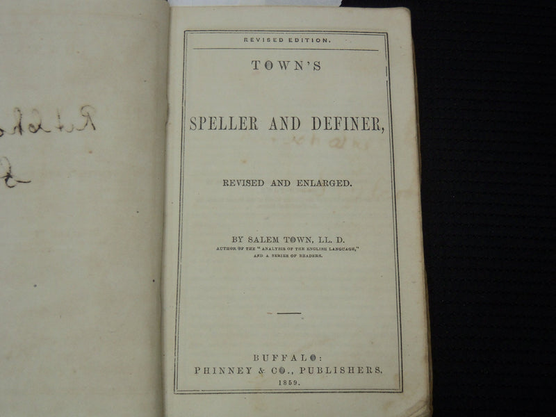 1846-1859 TOWN'S NEW SPELLER AND DEFINER BOOK LOT OF 2 - K 2184