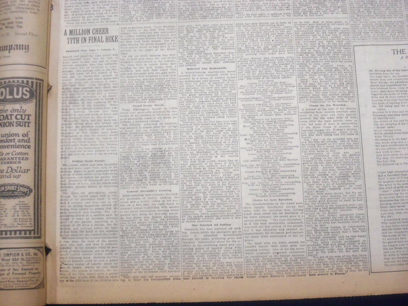 1919 MAY 7 NEW YORK TIMES - MILLION CHEER 77TH ON 5TH AVENUE - NT 9240