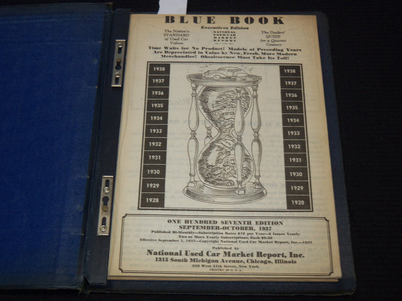 1937 NATIONAL USE CAR MARKET BLUE BOOK - EXECUTIVE EDITION - J 7448