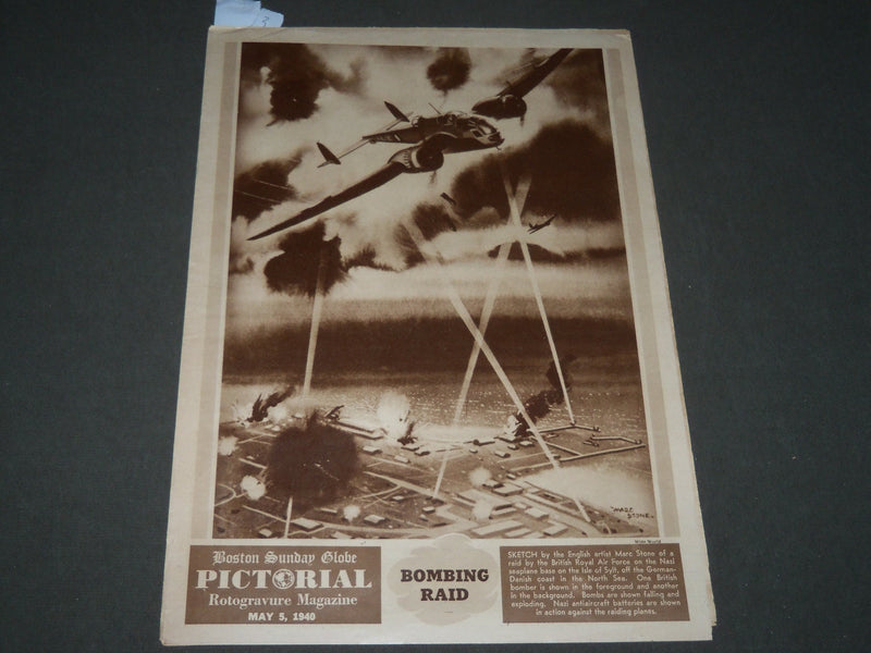 1940 MAY 5 BOSTON GLOBE PICTORIAL MAGAZINE - BOMBING RAID - PHOTOS - NP 2938
