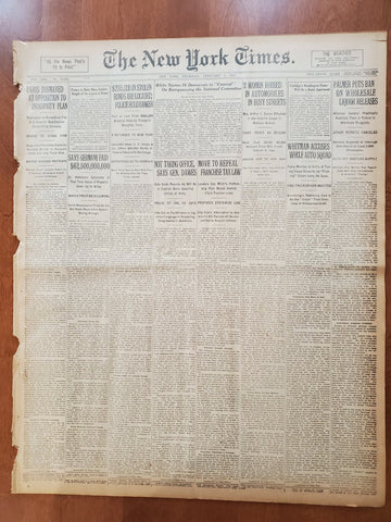 1921 FEBRUARY 3 NEW YORK TIMES - PALMER BANS WHOLESALE LIQUOR RELEASES - NT 8112