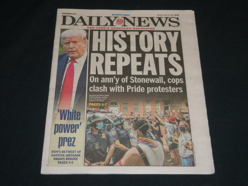 2020 JUNE 29 NEW YORK DAILY NEWS NEWSPAPER - HISTORY REPEATS - WHITE POWER PREZ