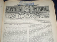 1905 JAN-DEC MONTHLY MUSICAL RECORD VOLUME NO. 35 - SCORES & ADS - KD 2152
