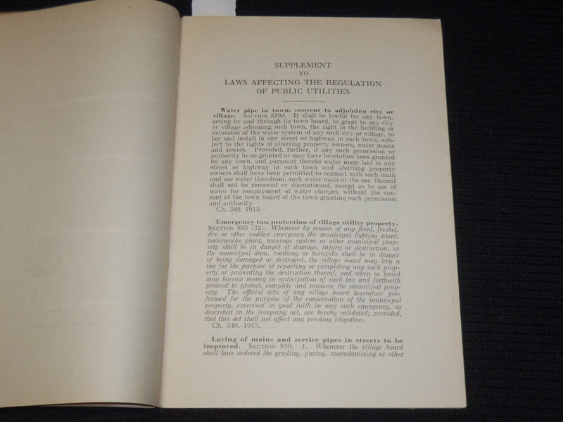 1916 JAN SUPPLEMENT TO LAWS AFFECTING REGULATION OF PUBLIC UTILITIES - K 635