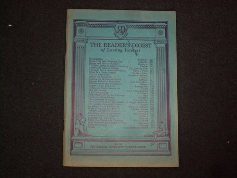 1927 SEPTEMBER THE READER'S DIGEST SOFTCOVER BOOK - NUMBER 65 - J 9912