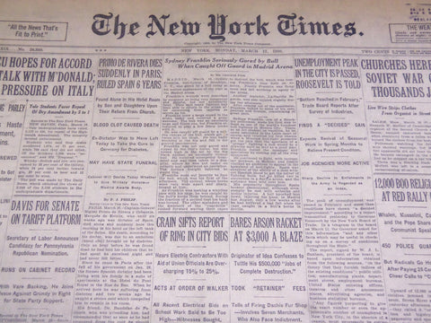 1930 MARCH 17 NEW YORK TIMES - SYDNEY FRANKLIN SERIOUSLY GORED BY BULL - NT 1673