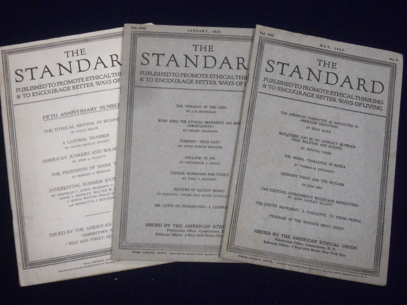 1919-1923 THE STANDARD ETHICAL THINKING MAGAZINE LOT OF 6 ISSUES - O 2695