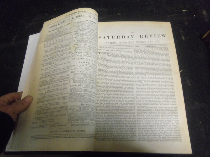 1885 SATURDAY REVIEW 2 BOUND VOLUMES - COMPLETE YR- PUBLISHED IN LONDON - R 1099