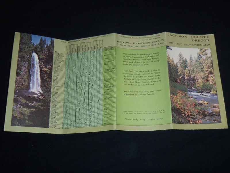 1970'S JACKSON COUNTY OREGON FOLD-OUT ROAD MAP - J 8835