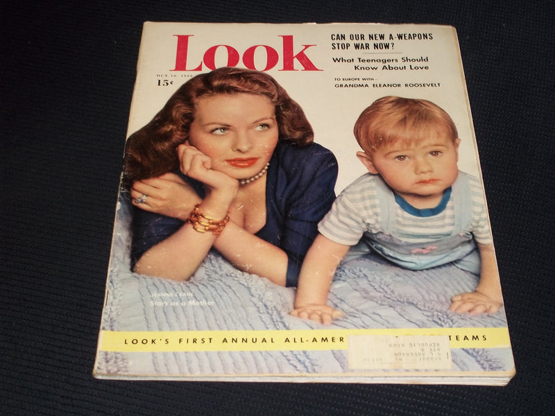 1950 OCTOBER 10 LOOK MAGAZINE - JEANNE CRAIN & SON FRONT COVER - E 20408