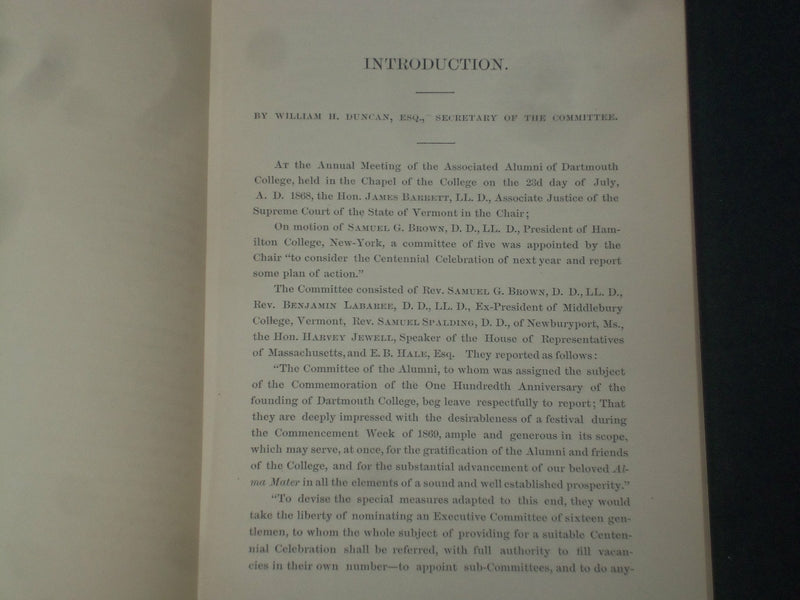 1869 DARTMOUTH COLLEGE CENTENNIAL CELEBRATION - J 4393