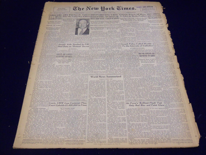 1949 JUNE 7 NEW YORK TIMES - CHAMBERS NAMES 2D U. S. EMPLOYEE AS SPY - NT 1508