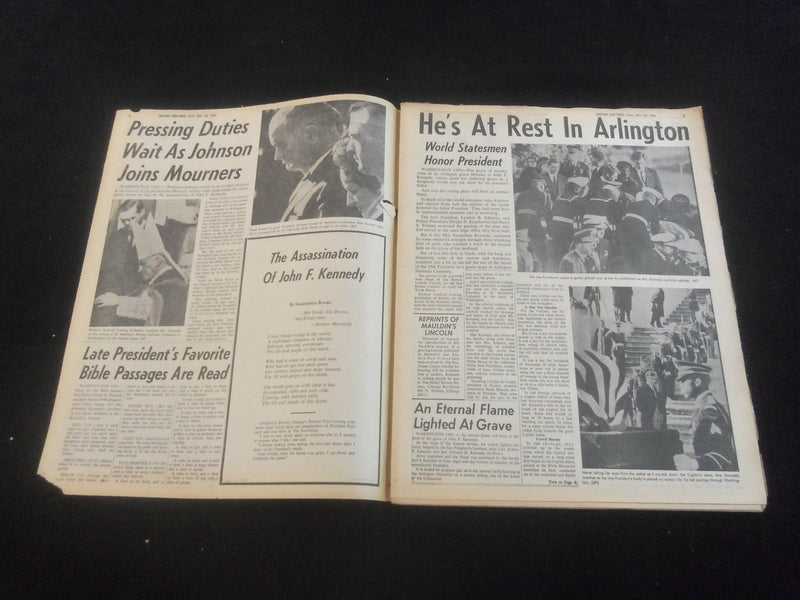 1963 NOVEMBER 26 CHICAGO DAILY TIMES NEWSPAPER -JOHN F. KENNEDY FUNERAL- NP 5798