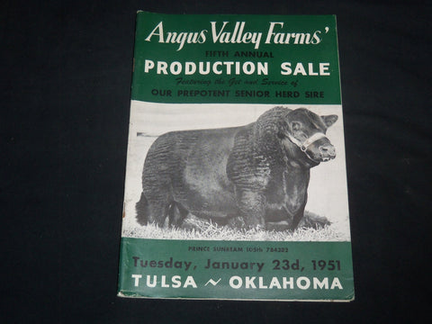 1951 ANGUS VALLEY FARMS ABERDEEN-ANGUS BREEDERS' CATTLE SALE CATALOG - J 9220