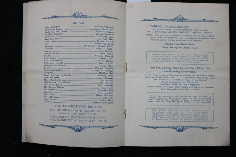 1926 OCTOBER THE FOUR HORSEMEN PROGRAM - RUDOLPH VALENTINO - GRETA GARBO- K 1790