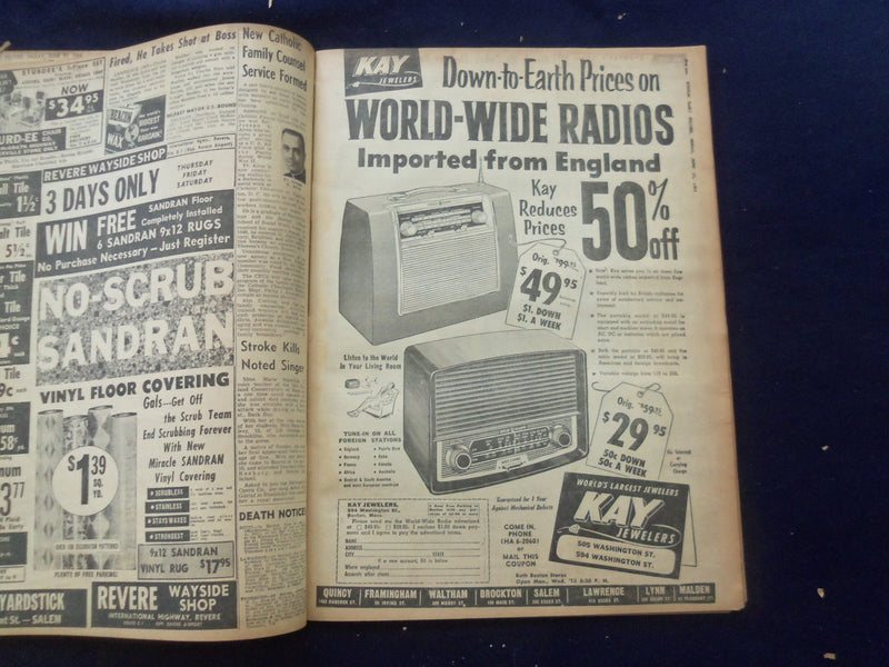 1958 JUNE 27 BOSTON RECORD AMERICAN NEWSPAPER-15 DIE IN JET TANKER CRASH-NP 6260