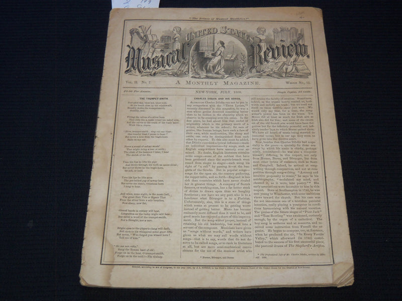 1868 JULY UNITED STATES MUSICAL REVIEW NEWSPAPER - NEW YORK - NP 5828