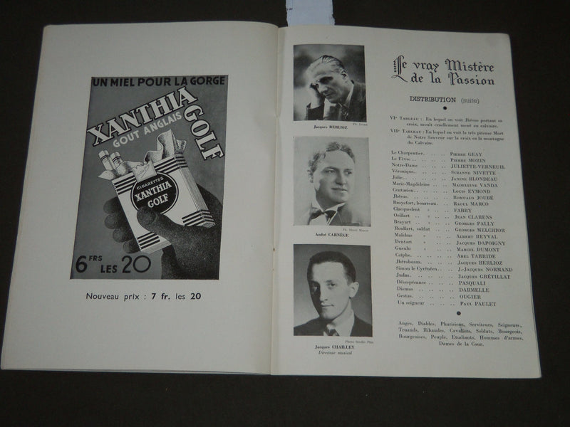 1937 JULY 30 LE VRAY MISTERE DE LA PASSION FRENCH PROGRAM - ST 5125