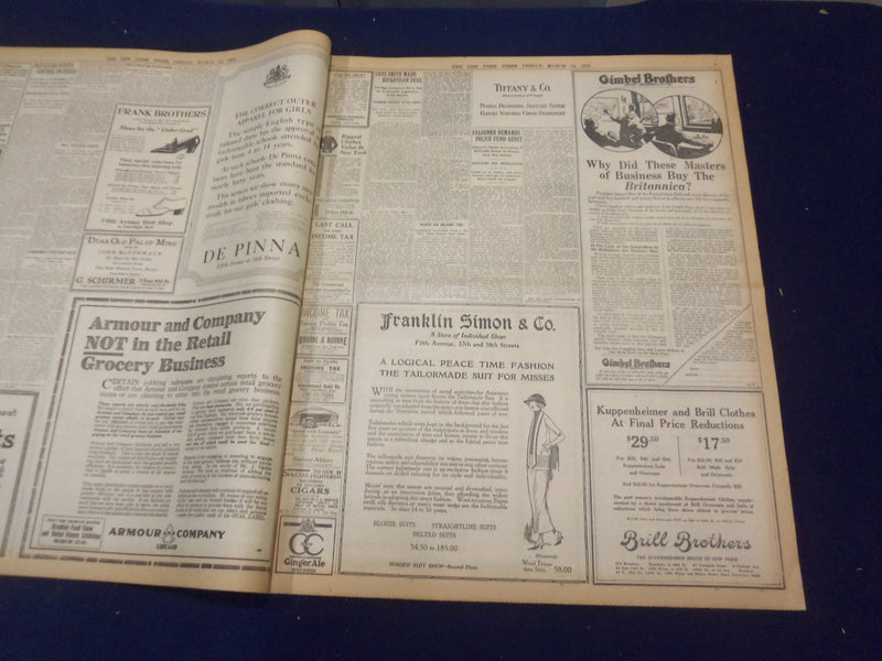 1919 MARCH 14 NEW YORK TIMES - PRESIDENT LANDS, SPEEDS TO PARIS - NT 9274