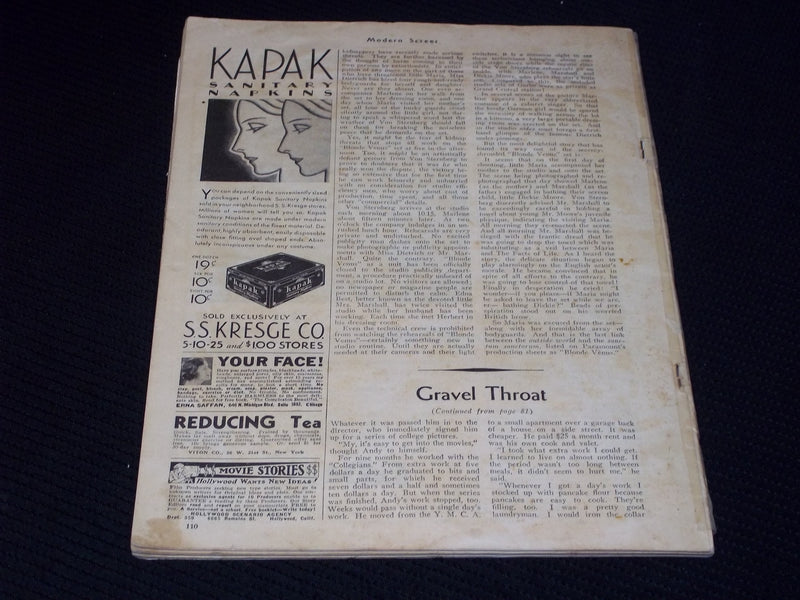 1932 SEPTEMBER MODERN SCREEN MAGAZINE - MARIAN NIXON FRONT COVER - E 14505