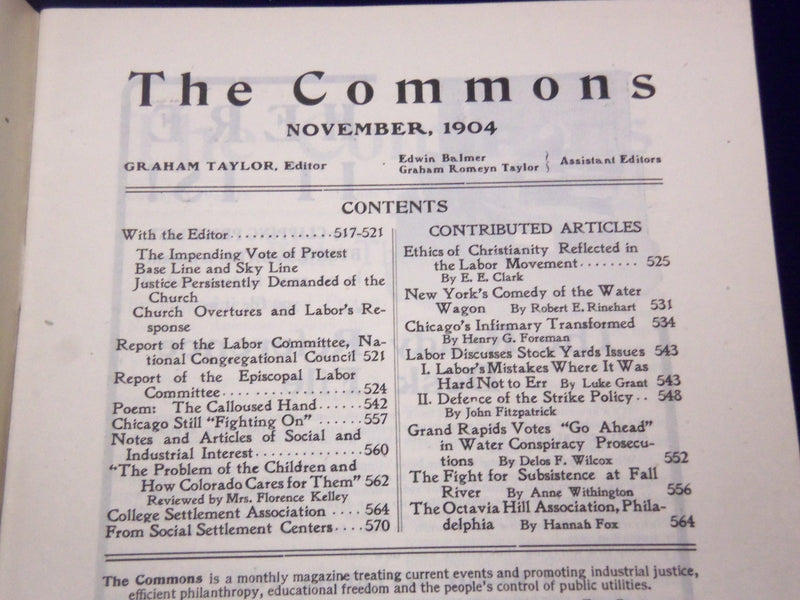 1904 THE COMMONS INDUSTRIAL JUSTICE MAGAZINE LOT OF 3 ISSUES - O 2836