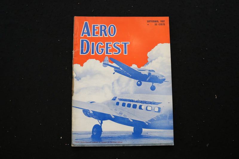 1937 SEPTEMBER AERO DIGEST MAGAZINE - LOCKHEED 14 TRANSPORT COVER - E 10705