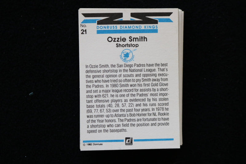 OZZIE SMITH 1982 DONRUSS DIAMOND KINGS BASEBALL CARDS-#21- NM-MT -LOT OF 30- #24