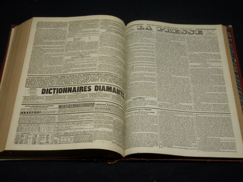 1839 JANUARY-JUNE LA PRESSE FRENCH NEWSPAPER BOUND VOLUME - SCIENCE - KD 1279H