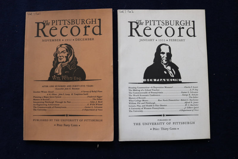 1932-1934 THE PITTSBURGH RECORD - UNIVERSITY OF PITTSBURGH - LOT OF 8 - O 3462