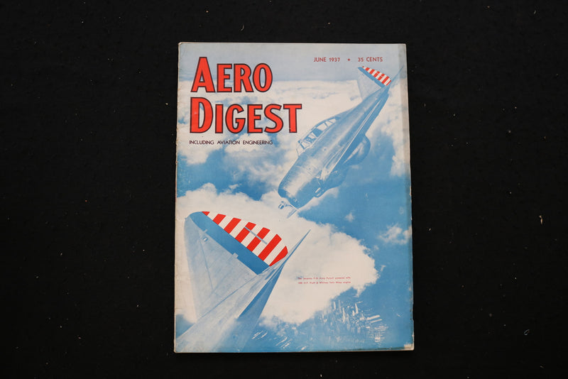 1937 JUNE AERO DIGEST MAGAZINE - SEVERSKY P-35 ARMY PURSUIT COVER - E 10703