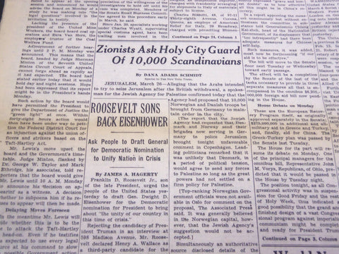 1948 MARCH 27 NEW YORK TIMES - ZIONISTS ASK HOLY CITY GUARD - NT 4351