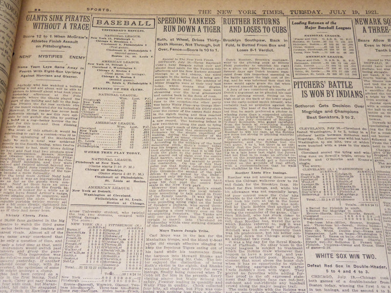 1921 JULY 19 NEW YORK TIMES NEWSPAPER - LINDEN NEW JERSEY OIL FIRE - NT 8715