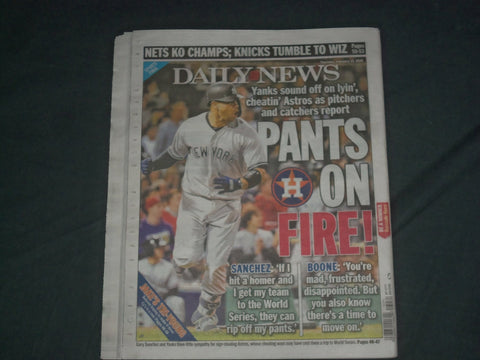 2020 FEBRUARY 13 NEW YORK DAILY NEWS NEWSPAPER - YANKEES SOUND OFF ON ASTROS