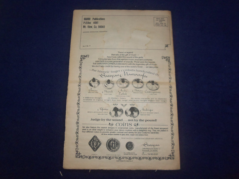 1978 HABIBI NEWSPAPER - VOLUME 4, NUMBER 11- MIDDLE EASTERN DANCE/MUSIC- NP 6867