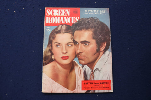 1947 NOVEMBER SCREEN ROMANCES MAGAZINE - TYRONE POWER COVER - E 12726