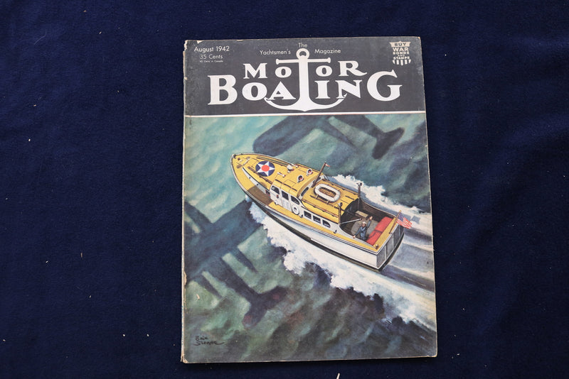 1942 AUGUST MOTOR BOATING MAGAZINE - AN ERIC SLOANE PAINTING COVER - E 11671