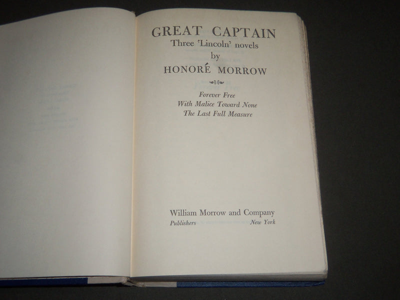 1930 GREAT CAPTAIN BY HONORE MORROW HARDCOVER BOOK - LINCOLN NOVELS - KD 4436