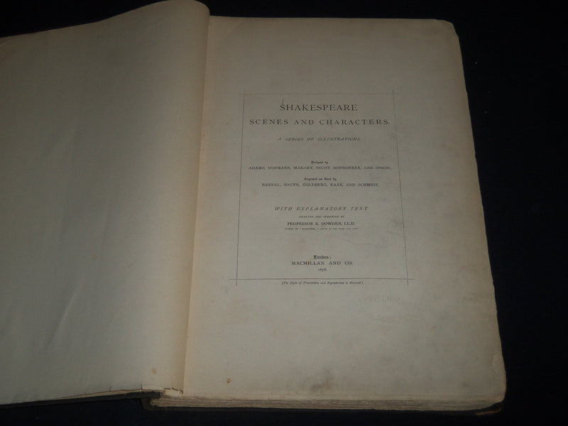 1876 SHAKESPEARE SCENES AND CHARACTERS SEIRES OF ILLUSTRATIONS VOLUME - Z 35