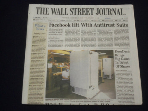 2020 DECEMBER 10 THE WALL STREET JOURNAL - FACEBOOK HIT WITH ANTITRUST SUITS