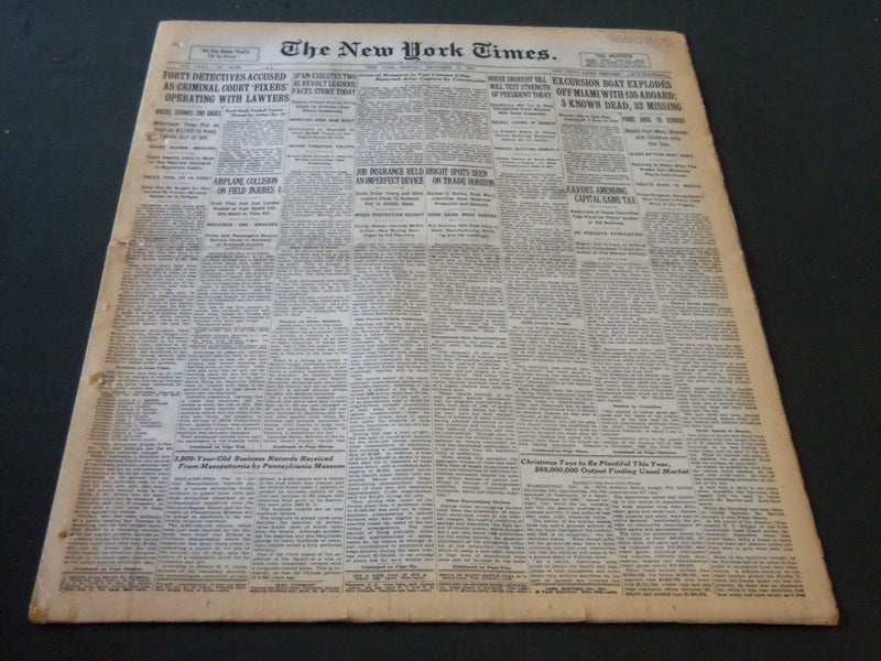 1930 DECEMBER 15 NEW YORK TIMES - EXCURSION BOAT EXPLODES OFF MIAMI - NT 5638