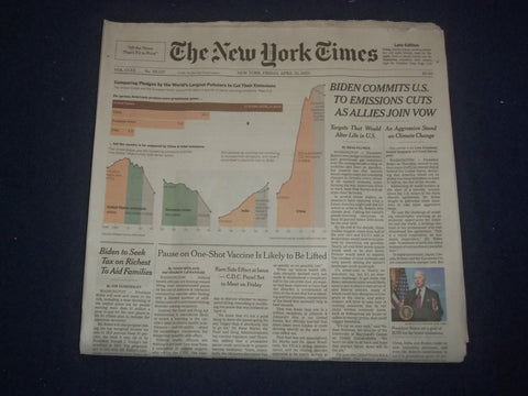 2021 APRIL 23 NEW YORK TIMES- BIDEN COMMITS TO EMISSIONS CUTS AS ALLIES JOIN VOW