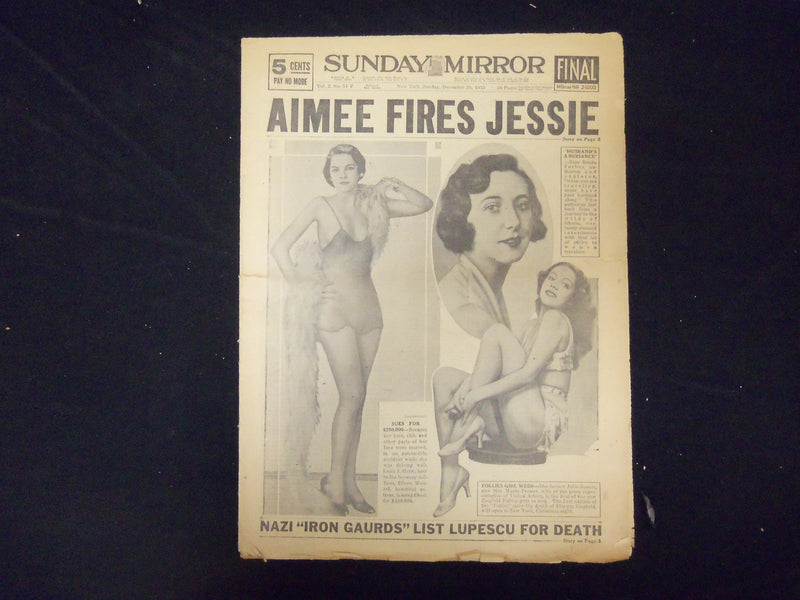 1933 DECEMBER 24 NEW YORK SUNDAY MIRROR - AIMEE FIRES JESSIE - NP 2133