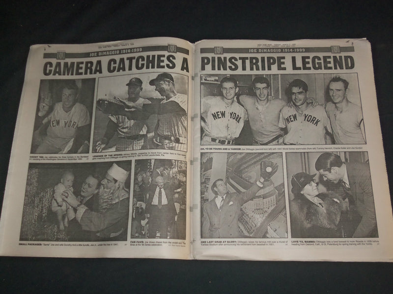 1999 MARCH 9 NEW YORK POST NEWSPAPER - JOE DIMAGGIO DIED 1914-1999 - NP 4134