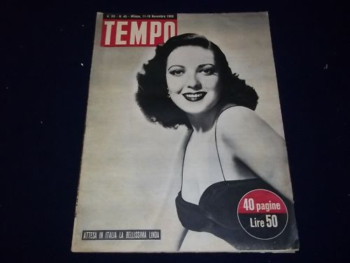 1950 NOV 11-18 TEMPO ITALIAN MAGAZINE LINDA DARNELL COVER - PHOTOS - NP 939