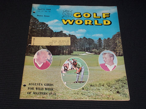 1968 APRIL 5 GOLF WORLD MAGAZINE - PALMER & NICKLAUS FRONT COVER - E 7193