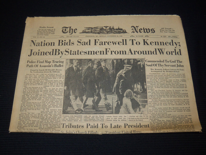 1963 NOVEMBER 25 THE NEWS - NATION BIDS SAD FAREWELL TO KENNEDY - NP 1847V