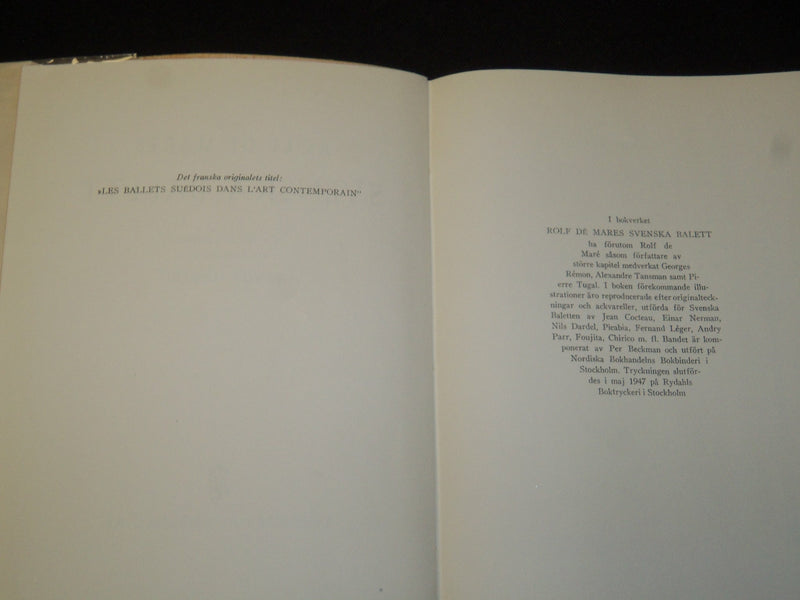 1947 ROLF DE MARES SVENSKA BALETT TORSTEN LINDFORS INSCRIPTION HAGER - KD 5838