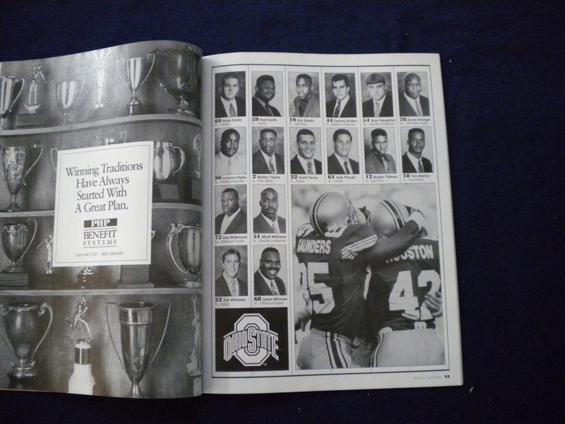 1993 SEPTEMBER 4 FOOTBALL PROGRAM - OHIO STATE UNIV VS RICE UNIV - SP 3625A